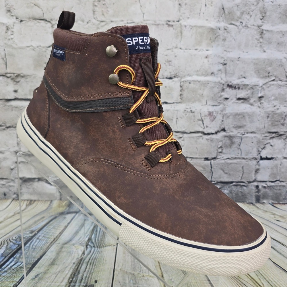 Sperry Striper Storm Waterproof Boot Mens 12 Brown Leather High Top Sneaker Shoe